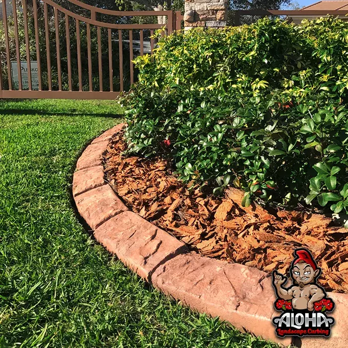 Marrakesh Marble pattern curbing along a garden bed