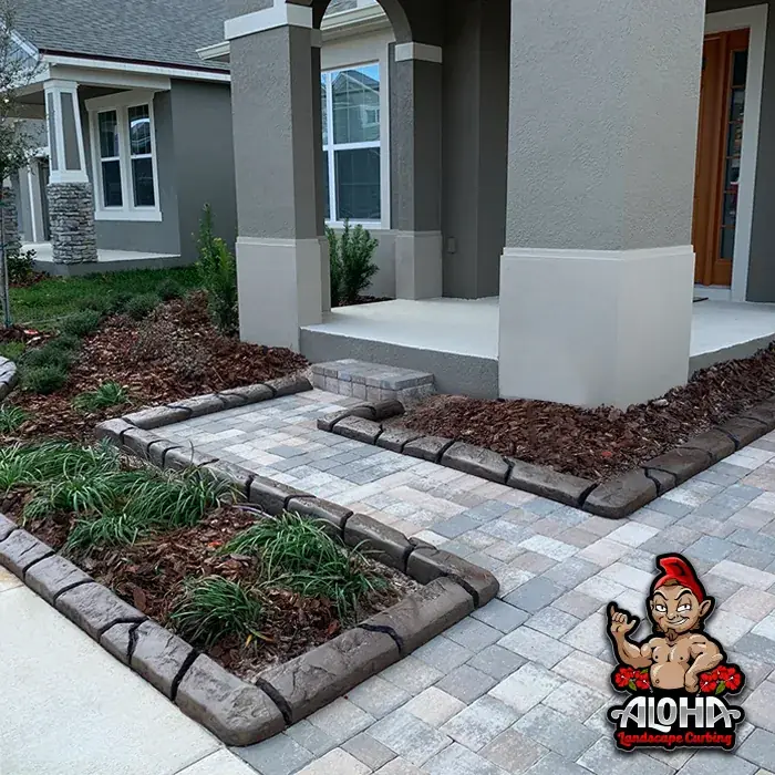 Tangier Slate Moroccan stone curbing bordering a planted bed