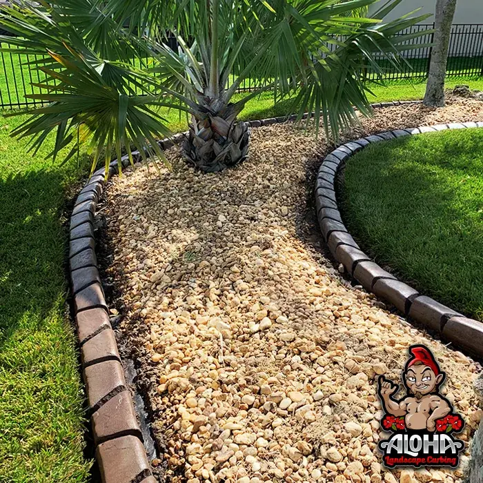 Tangier Slate curbing separating turf from a mulched bed