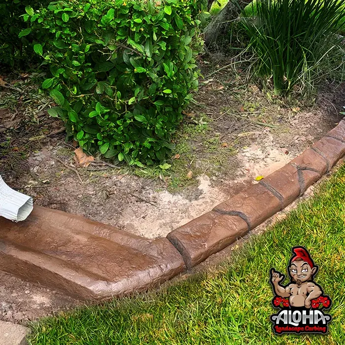 Tangier Slate curbing with a rain drain gap cast in to let water through