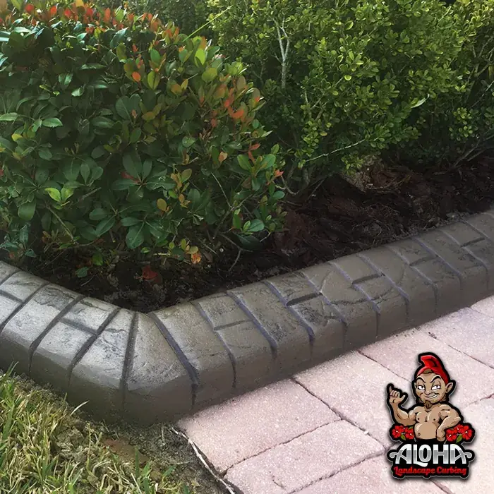 Basketweave stamped concrete edging