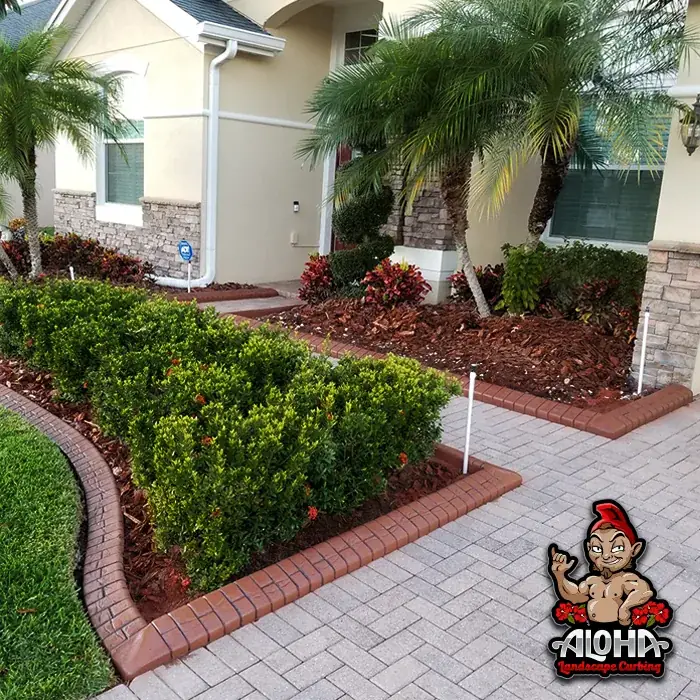 Single Brick stamped curbing along a garden bed